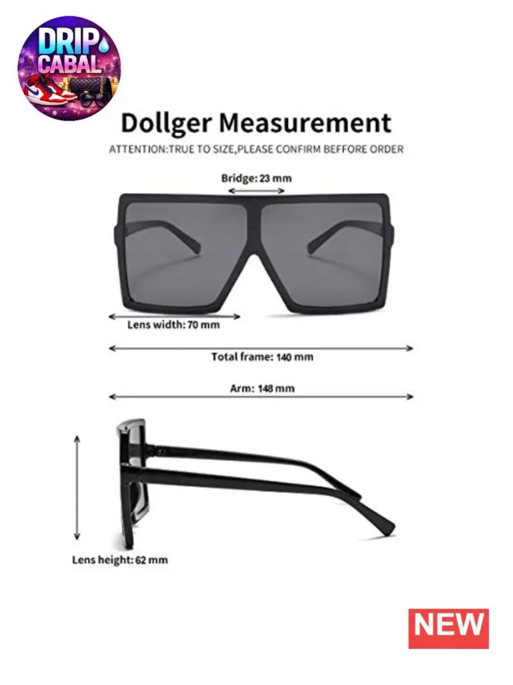 Oversized Square Sunglasses Flat Top Retro Vintage Shades